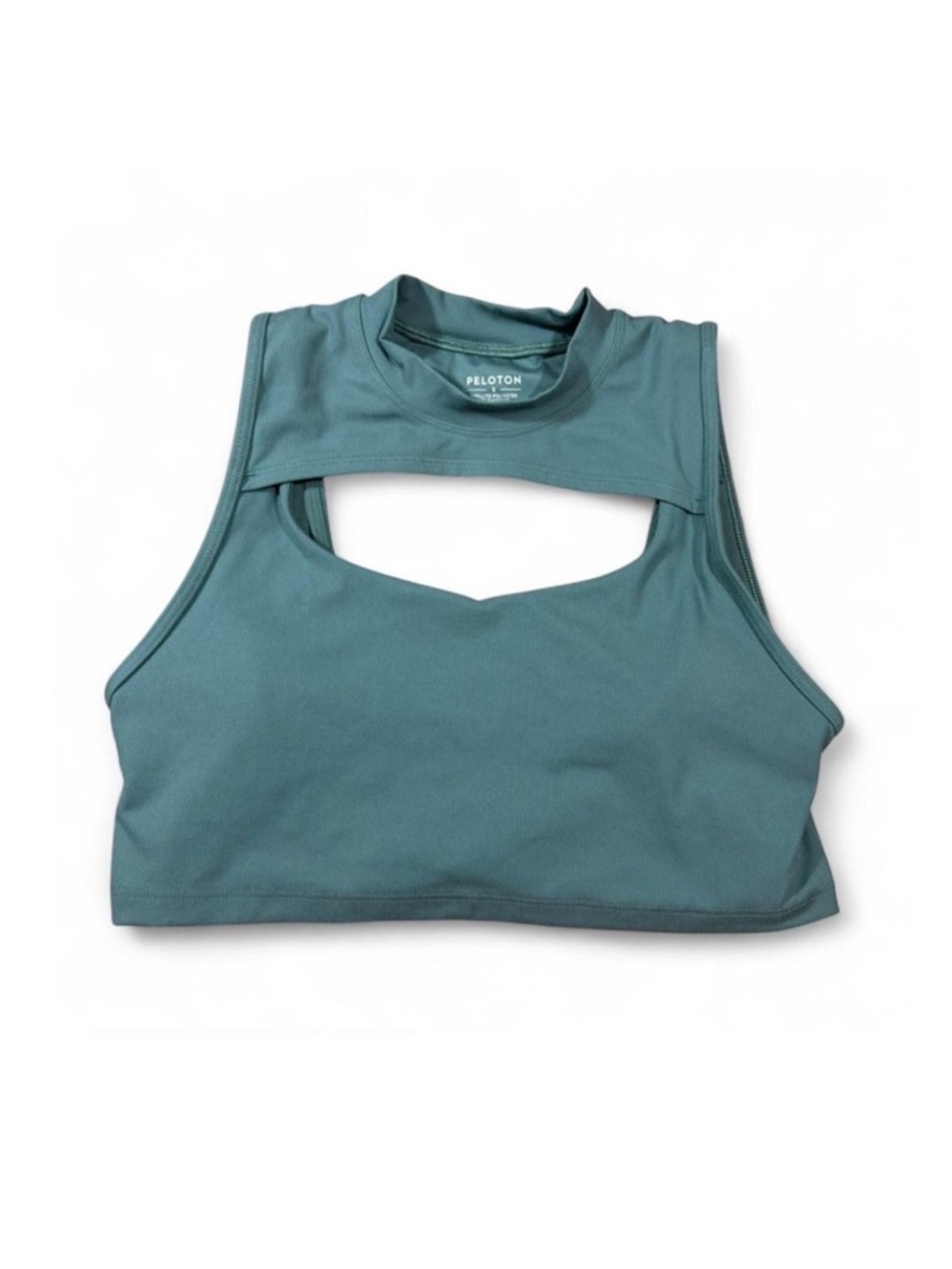 Peloton Teal Ribbed Cutout Sports Bra Crop Top Size Small